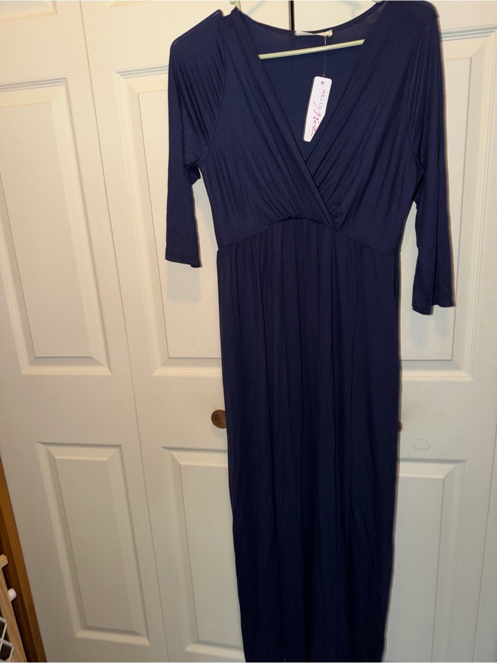 Maternity Hello MIZ Navy Wrap-Style Maxi Dress